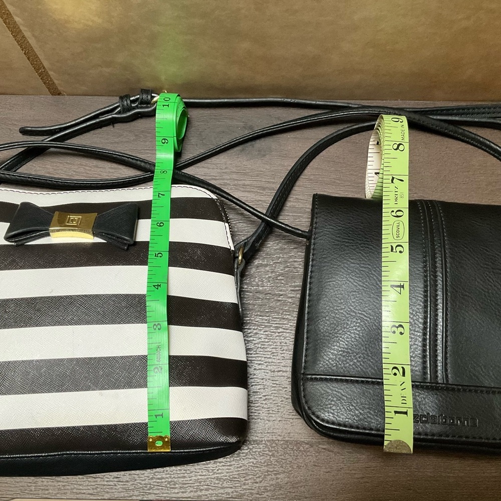 Lot of 2 Crossbody bags Liz Claiborne Bundle Black & White Striped PU, small blk - Picture 4 of 13